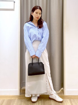 「Andemiu（アンデミュウ）の【PUMA】パレルモスニーカー600015（スニーカー、ホワイト系）」を使った、Kaoriさん（レディース・155cm）の春コーディネート