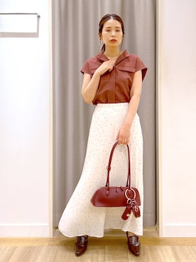 「アイテム（ボストンバッグ）」を使った、Kaoriさん（レディース・155cm・30代）の夏コーディネート