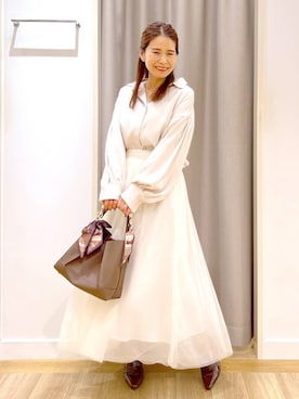 「アイテム（チャーム）」を使った、Kaoriさん（レディース・155cm）の秋コーディネート
