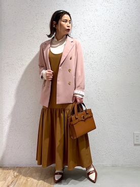 「アイテム（イヤーカフ）」を使った、Kaoriさん（レディース・155cm）の冬コーディネート