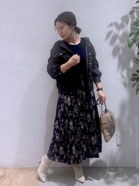 「andemiu」｜「アイテム（デニムジャケット）」を使った、Kaoriさん（レディース・155cm）の秋コーディネート