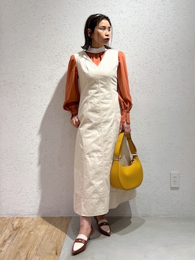 「アイテム（イヤーカフ）」を使った、Kaoriさん（レディース・155cm）の冬コーディネート