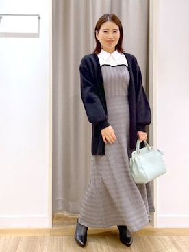 「シャツワンピ」｜Kaoriさん（レディース・155cm）の冬コーディネート