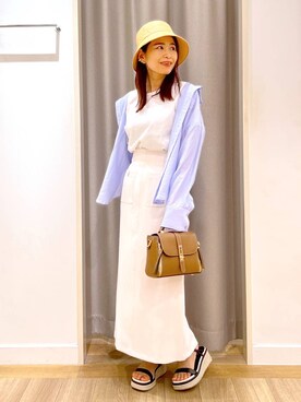 「ロングスカート」｜「アイテム（シャツ/ブラウス）」を使った、Kaoriさん（レディース・155cm・30代）の夏コーディネート