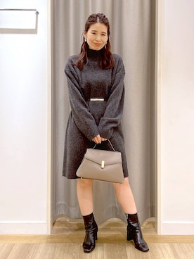 「アイテム（チュニック）」を使った、Kaoriさん（レディース・155cm）の冬コーディネート