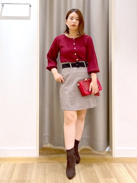 「Andemiu（アンデミュウ）のヒールストレッチショートブーツ970716（ブーツ）」を使った、Kaoriさん（レディース・155cm）の冬コーディネート