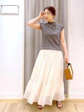 「アイテム（ネックレス）」を使った、Kaoriさん（レディース・155cm・30代）の夏コーディネート
