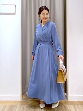 「Andemiu（アンデミュウ）のスカーフハンドルBAG639610（ハンドバッグ、ブラウン系）」を使った、Kaoriさん（レディース・155cm）の春コーディネート