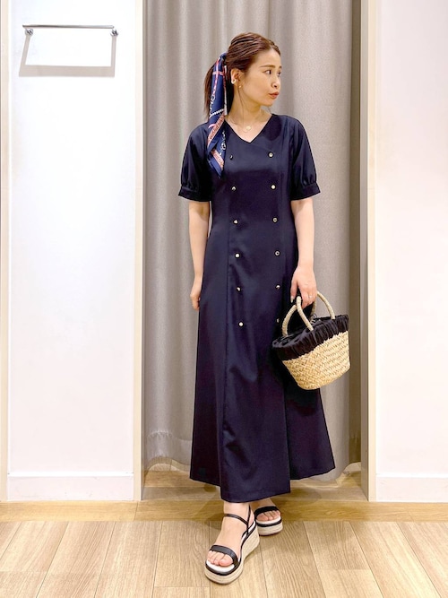 アンデミュウ　ロングワンピース　ストライプ　爽やか　Vネック　春　夏　Sサイズ AND COUTURE/ワンピース｜公式オンラインショップ｜バーンデスト