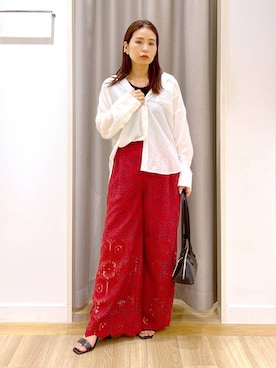「アイテム（ニット/セーター）」を使った、Kaoriさん（レディース・155cm・30代）の夏コーディネート