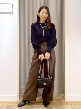 「アイテム（スラックス）」を使った、Kaoriさん（レディース・155cm・30代）の秋コーディネート