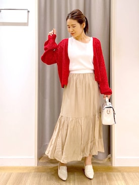 「アイテム（ローファー）」を使った、Kaoriさん（レディース・155cm）の夏コーディネート