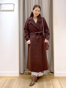 「アイテム（チェスターコート）」を使った、Kaoriさん（レディース・155cm・30代）の秋コーディネート