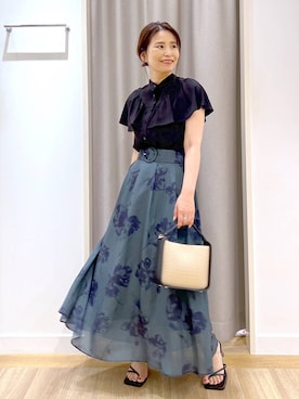 「Andemiu（アンデミュウ）のザツザイハイショクBAG995247（かごバッグ）」を使った、Kaoriさん（レディース・155cm）の春コーディネート