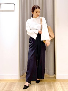 「Andemiu（アンデミュウ）の【セレモニー対応】セットバックパンプス 996359（パンプス）」を使った、Kaoriさん（レディース・155cm）の春コーディネート