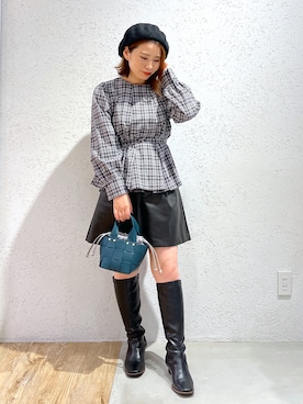 「andemiu」｜「アイテム（ハンチング/ベレー帽）」を使った、Kaoriさん（レディース・155cm）の秋コーディネート