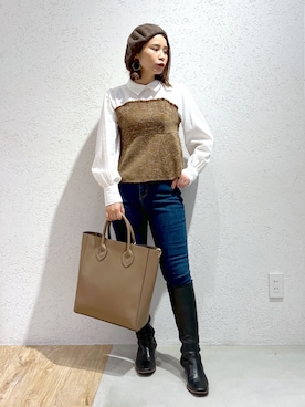 「andemiu」｜「アイテム（ハンチング/ベレー帽）」を使った、Kaoriさん（レディース・155cm）の秋コーディネート