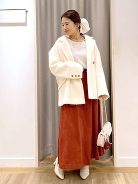 「アイテム（チャーム）」を使った、Kaoriさん（レディース・155cm）の秋コーディネート