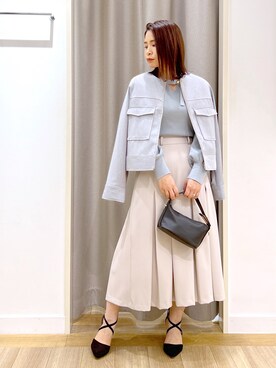 「ブルゾン」｜「アイテム（ノーカラージャケット）」を使った、Kaoriさん（レディース・155cm）の冬コーディネート