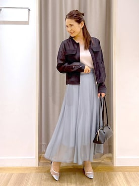 「アイテム（ノーカラージャケット）」を使った、Kaoriさん（レディース・155cm・30代）の夏コーディネート