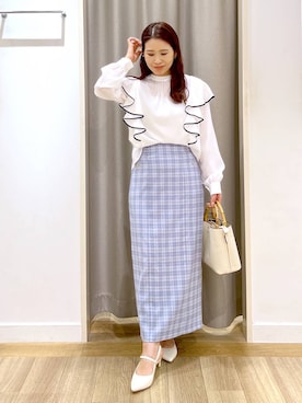 「Andemiu（アンデミュウ）のカップツキインナーキャミ571287（キャミソール、ホワイト系）」を使った、Kaoriさん（レディース・155cm）の春コーディネート