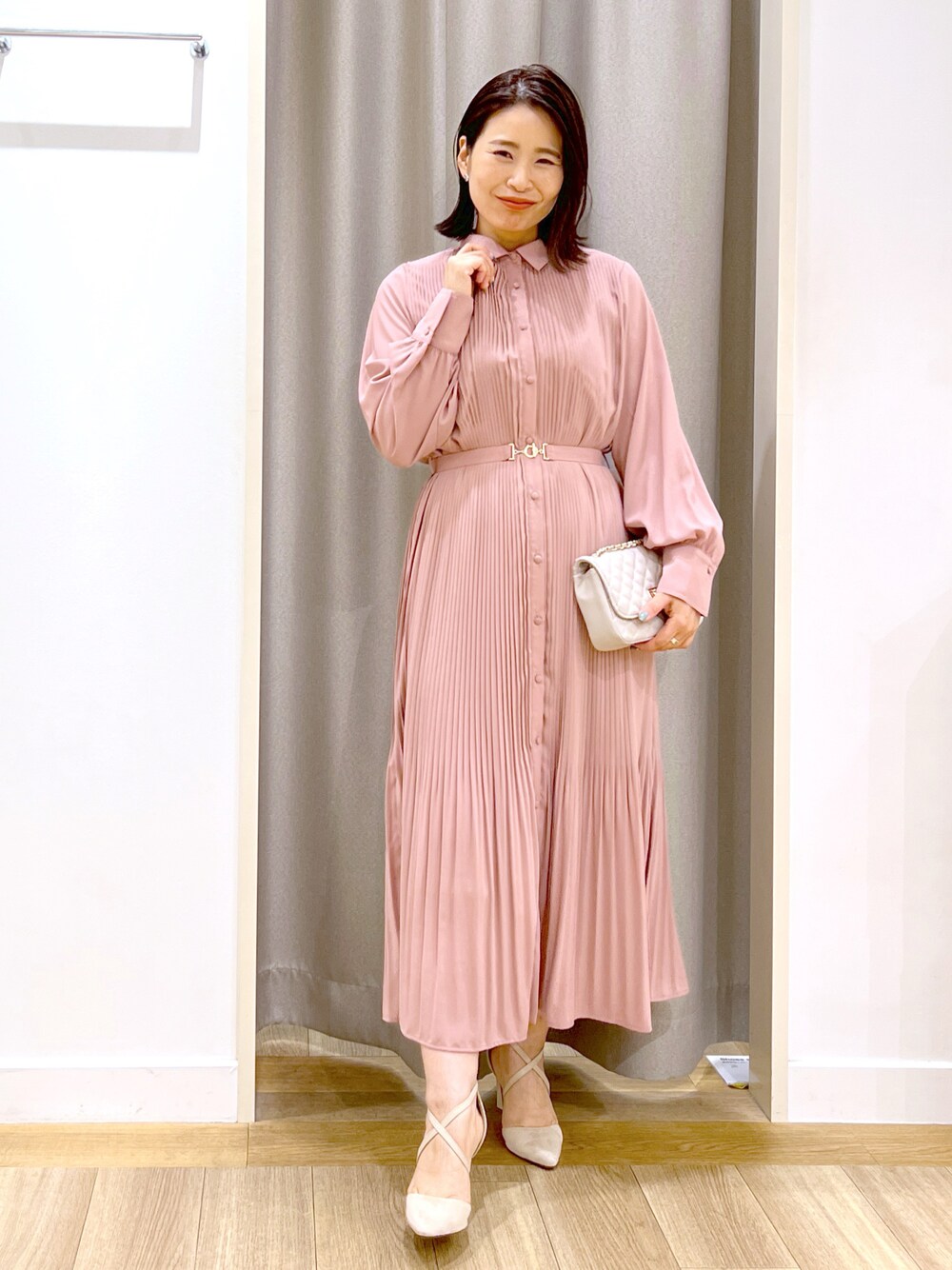 新品　プリーツシャツワンピース ワンピース 【WEB限定カラー】ケシプリーツシャツワンピース983979