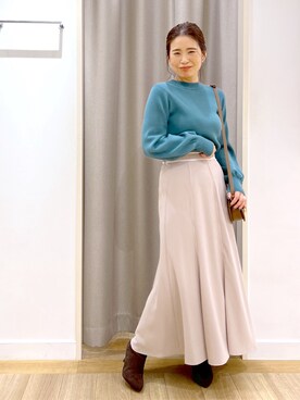 「Andemiu（アンデミュウ）のヒールストレッチショートブーツ970716（ブーツ）」を使った、Kaoriさん（レディース・155cm）の冬コーディネート