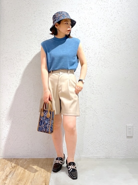 「真夏のアクティブスタイル」｜「アイテム（ローファー）」を使った、Kaoriさん（レディース・155cm）の夏コーディネート
