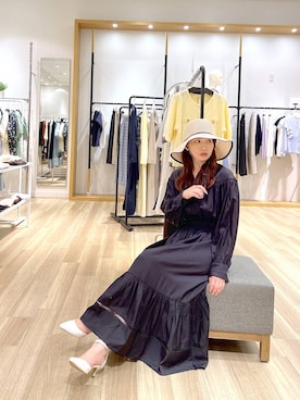 「Andemiu（アンデミュウ）のバックリボンＵＶハット612785（その他、ベージュ系）」を使った、Kaoriさん（レディース・155cm）の春コーディネート