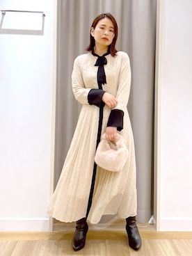 「Andemiu（アンデミュウ）のヒールストレッチショートブーツ970716（ブーツ）」を使った、Kaoriさん（レディース・155cm）の冬コーディネート