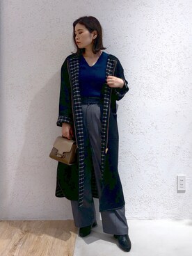 「andemiu」｜「アイテム（ノーカラーコート）」を使った、Kaoriさん（レディース・155cm）の秋コーディネート