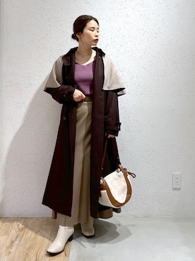 「andemiu」｜「アイテム（トレンチコート）」を使った、Kaoriさん（レディース・155cm）の秋コーディネート