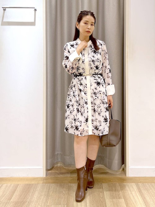 フロッキープリントシャツミニワンピース603872（ワンピース