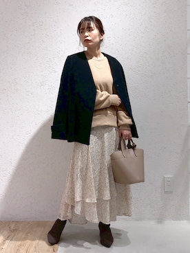 「andemiu」｜「アイテム（ノーカラーコート）」を使った、Kaoriさん（レディース・155cm）の冬コーディネート