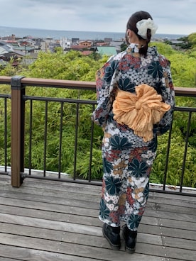 「アイテム（浴衣、グリーン系）」を使った、麻緒(SSW)さん（レディース・166cm）の秋コーディネート