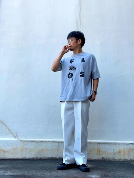 「MONKEY TIME（モンキータイム）のアイテム（スラックス）」を使った、takeさん（メンズ・170cm）の夏コーディネート