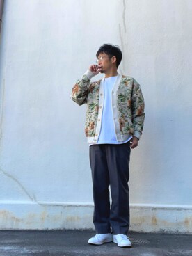 「MONKEY TIME（モンキータイム）のアイテム（スラックス）」を使った、takeさん（メンズ・170cm）の春コーディネート