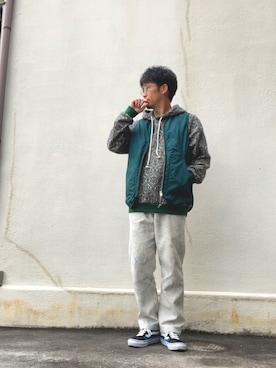 「MONKEY TIME（モンキータイム）のアイテム（パーカー）」を使った、takeさん（メンズ・170cm）の春コーディネート