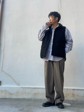 「アイテム（スラックス）」を使った、takeさん（メンズ・170cm・40代）の冬コーディネート