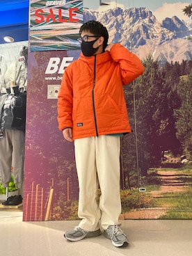 「MANASTASH（マナスタッシュ）のアイテム（ダウンジャケット/コート）」を使った、maeyamaさん（メンズ・170cm）の冬コーディネート