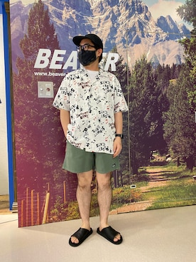 「MANASTASH（マナスタッシュ）のMANASTASH/マナスタッシュ　HEMP SHORTS for BEAVER ヘンプショーツフォービーバー（その他パンツ）」を使った、maeyamaさん（メンズ・170cm）の夏コーディネート