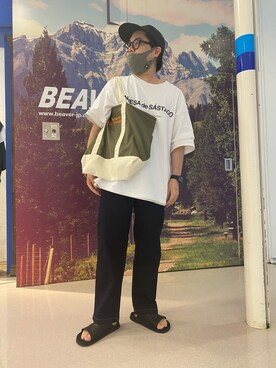 「MANASTASH（マナスタッシュ）のアイテム（バッグ）」を使った、maeyamaさん（メンズ・170cm）の夏コーディネート