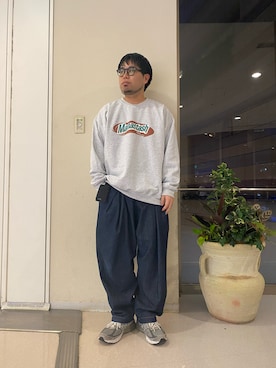 「MANASTASH（マナスタッシュ）のアイテム（スウェット）」を使った、maeyamaさん（メンズ・170cm）の冬コーディネート