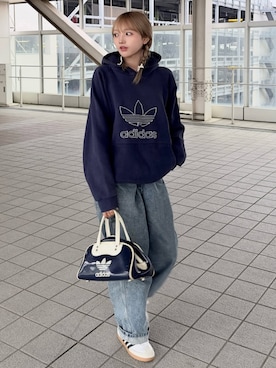 「アイテム（パーカー）」を使った、まりいさん（レディース・159cm）の秋コーディネート