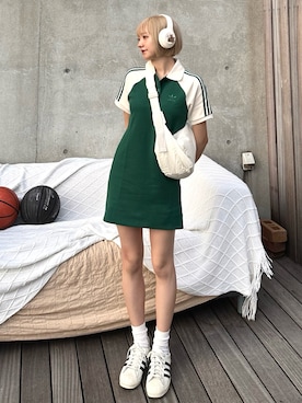 「アイテム（ワンピース/ドレス、グリーン系）」を使った、まりいさん（レディース・159cm）の夏コーディネート