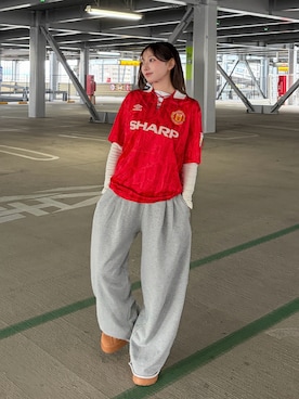 「UMBRO（アンブロ）のアイテム」を使った、まりいさん（レディース・159cm）の冬コーディネート