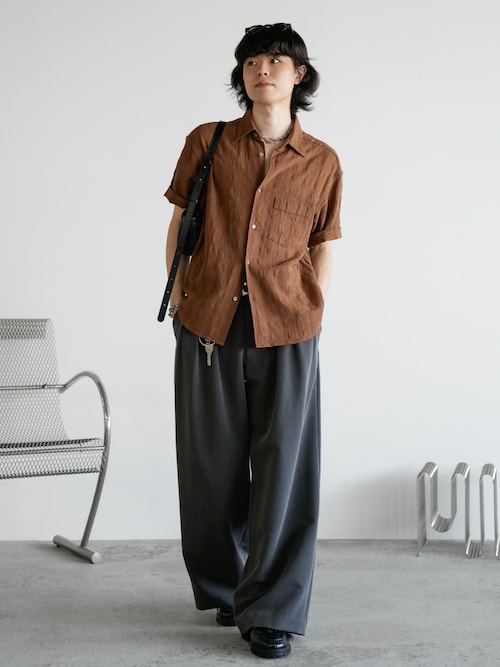 GAUZE MESH CHECK H/S SHIRT