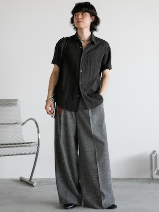「WYM LIDNM（ウィム バイ リドム）のGAUZE MESH CHECK H/S SHIRT（シャツ/ブラウス）」を使った、watoさん（メンズ・174cm）の夏コーディネート