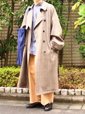「stein（シュタイン）のアイテム（トレンチコート）」を使った、watoさん（メンズ・174cm）の秋コーディネート