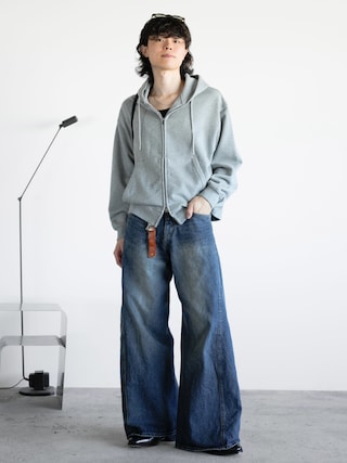 「WYM LIDNM（ウィム バイ リドム）のCURVED FLARE BAGGY DENIM（デニムパンツ）」を使った、watoさん（メンズ・174cm）の秋コーディネート